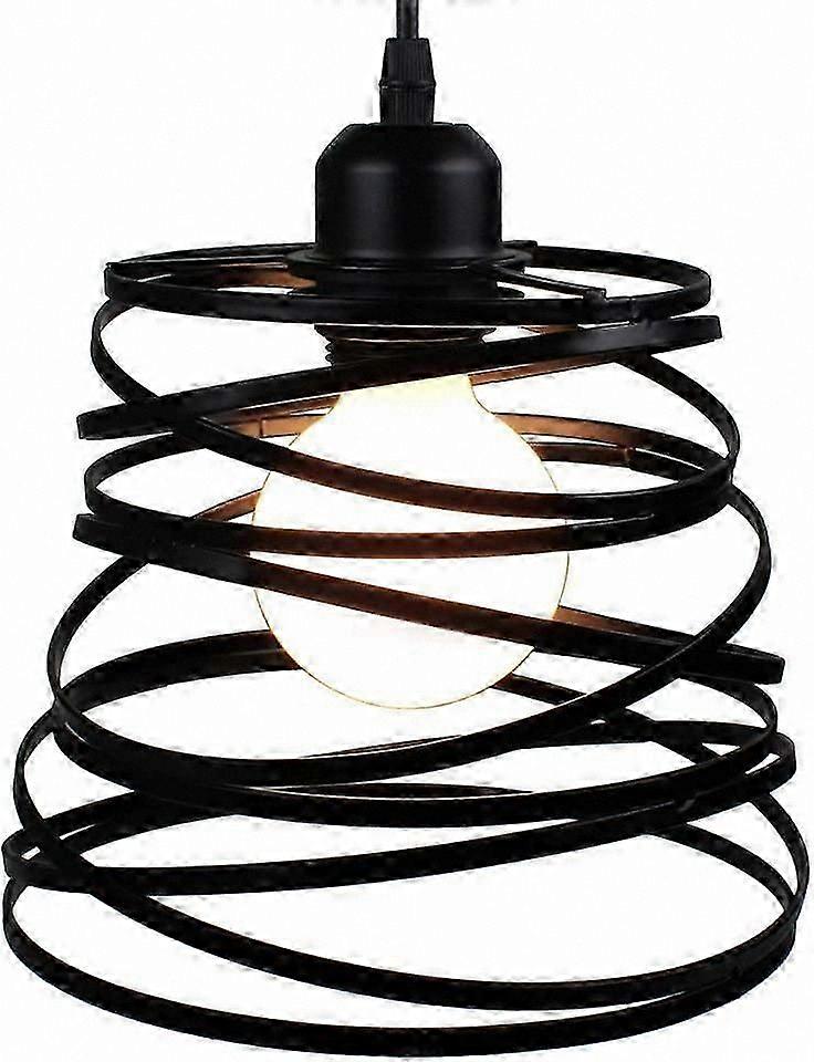 Industrial Style Pendant Light with Spring Cage Design, 20cm Metal Ceiling Lamp, E27 Socket 40W, Black (Bulb Not Included)