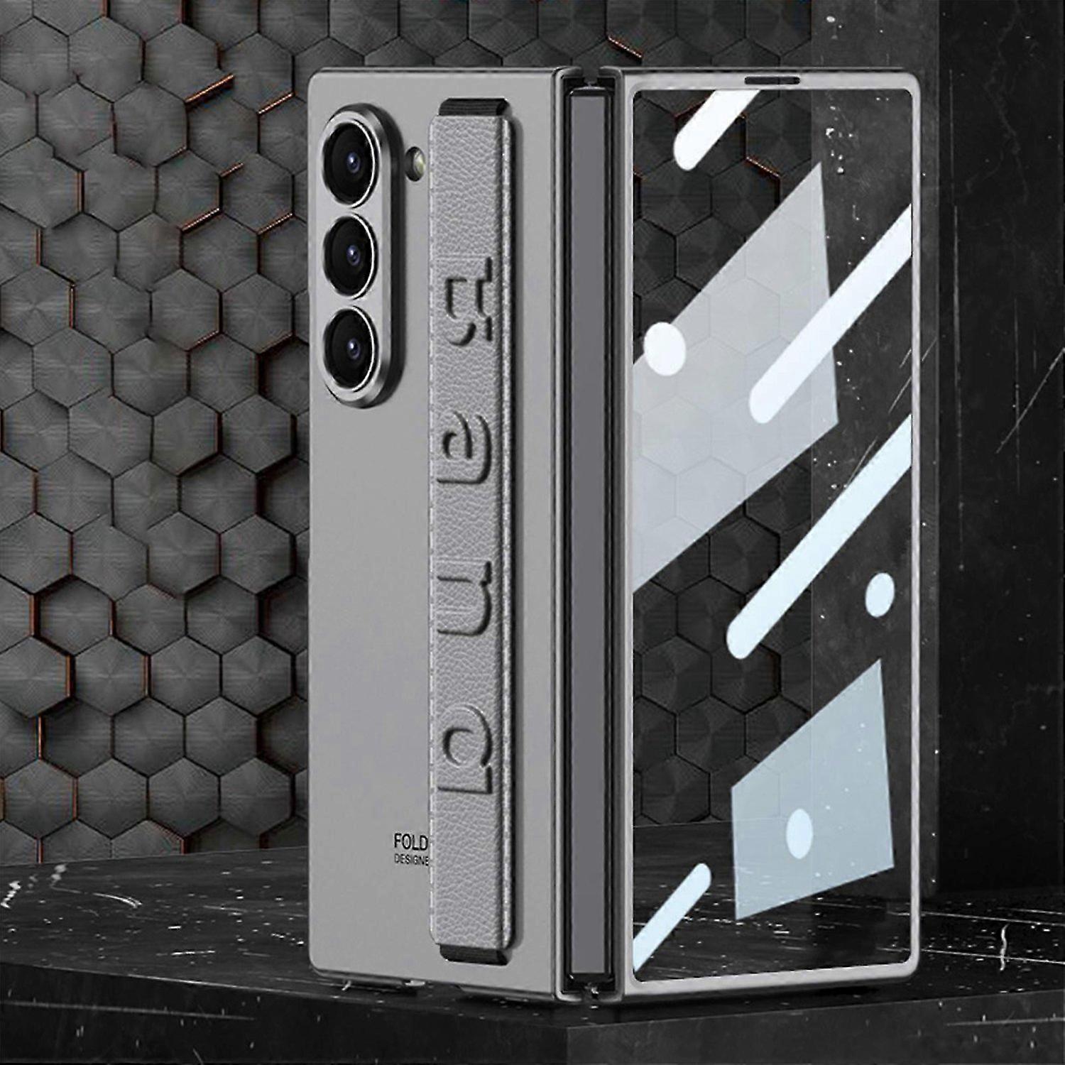 Z Fold 6 Case with Hand Strap, 360Protection Built-in Built-in Front Screen HD Explosion-Proof Glass