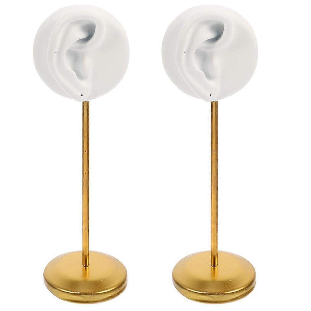 White Earrings Display Stand for Home Alloy and Resin 2pcs Creative Simulation Desk Organizer
