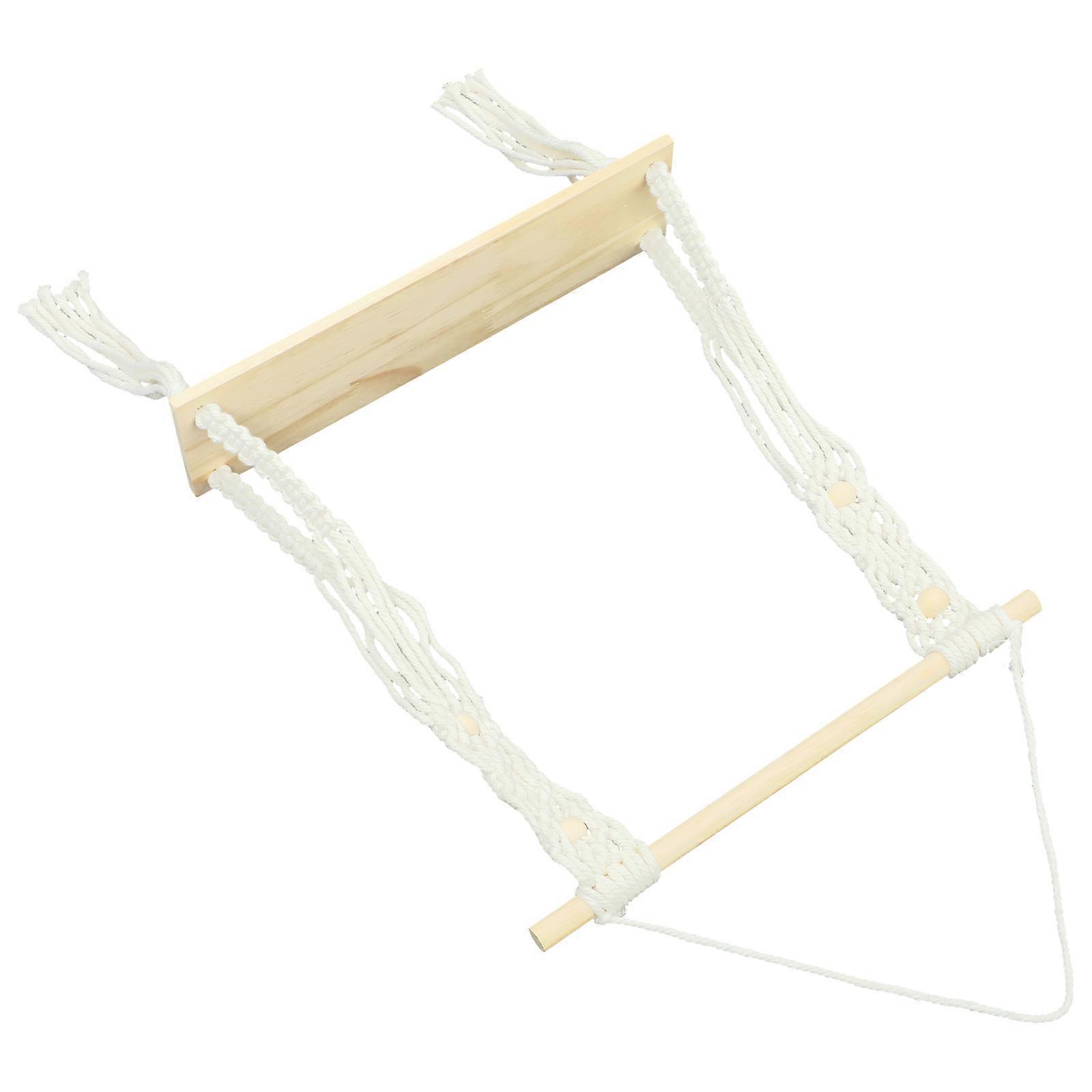 Macrame Floating Shelf 1 Set Cotton Rope and Wood Bohemia Wall Storage Rack