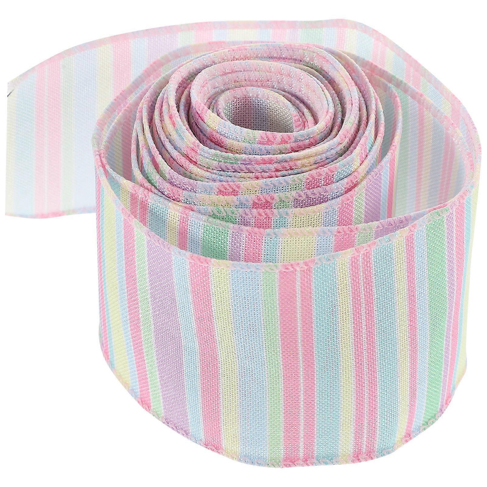 1 Roll Pastel Ribbon for Present Gift Package Bowknot Making Rainbow Ribbon