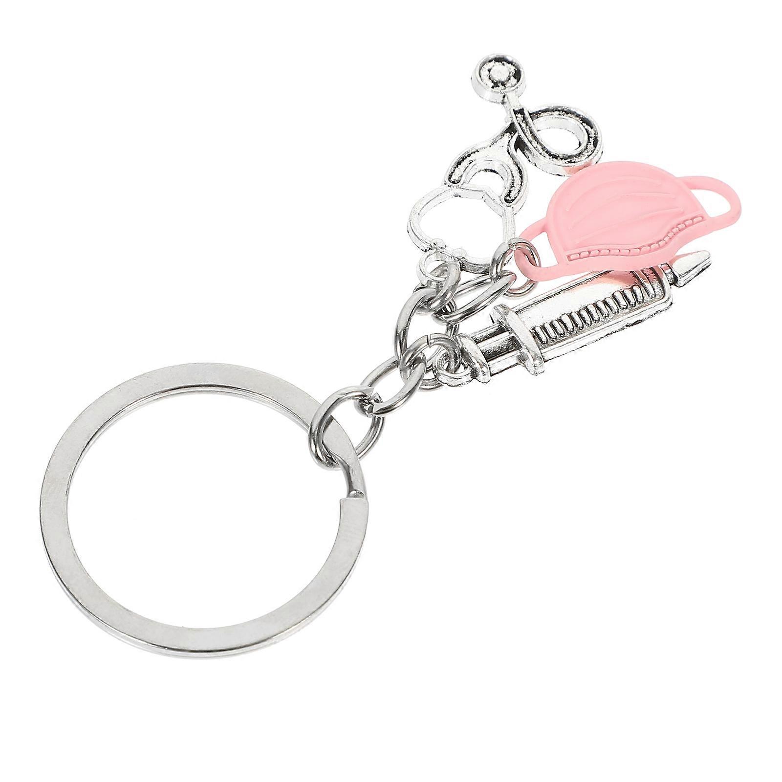 Stethoscope Key Ring Metal Keychains Daily Use Bag Decor Pink Decoration 1Pack