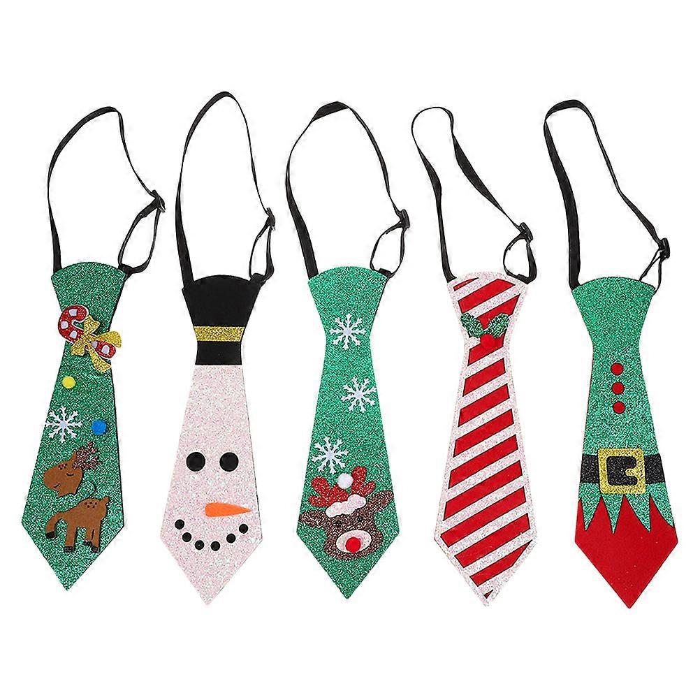 Funny Christmas Ties For Men Costume Accessory Holiday Style 5Pcs Festive Neckties With Cute Patterns