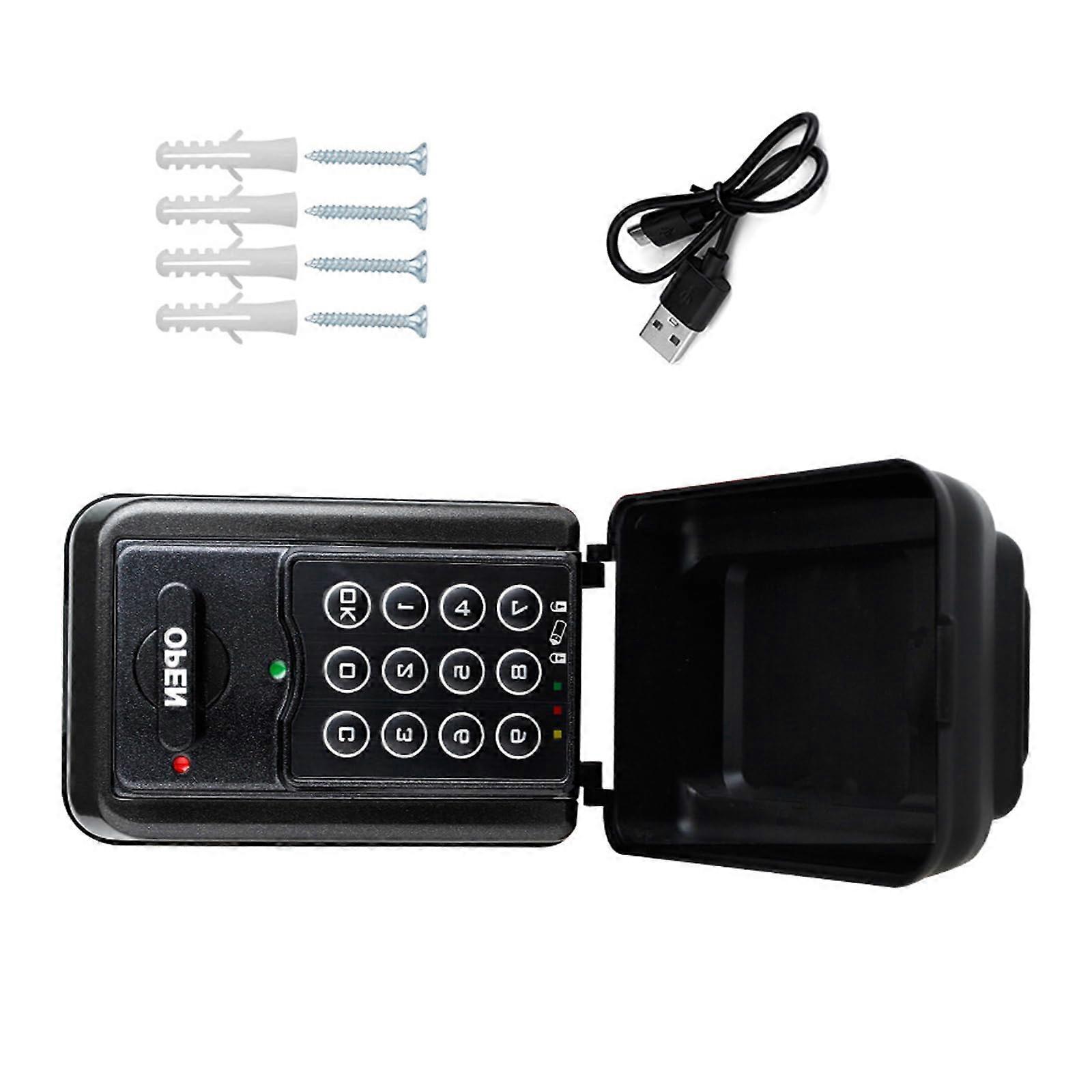 Large Key Lock Box Outside Button Safe Box Wall Mounted Combination Lock Security Box Outdoor Replacement Key Hider Black