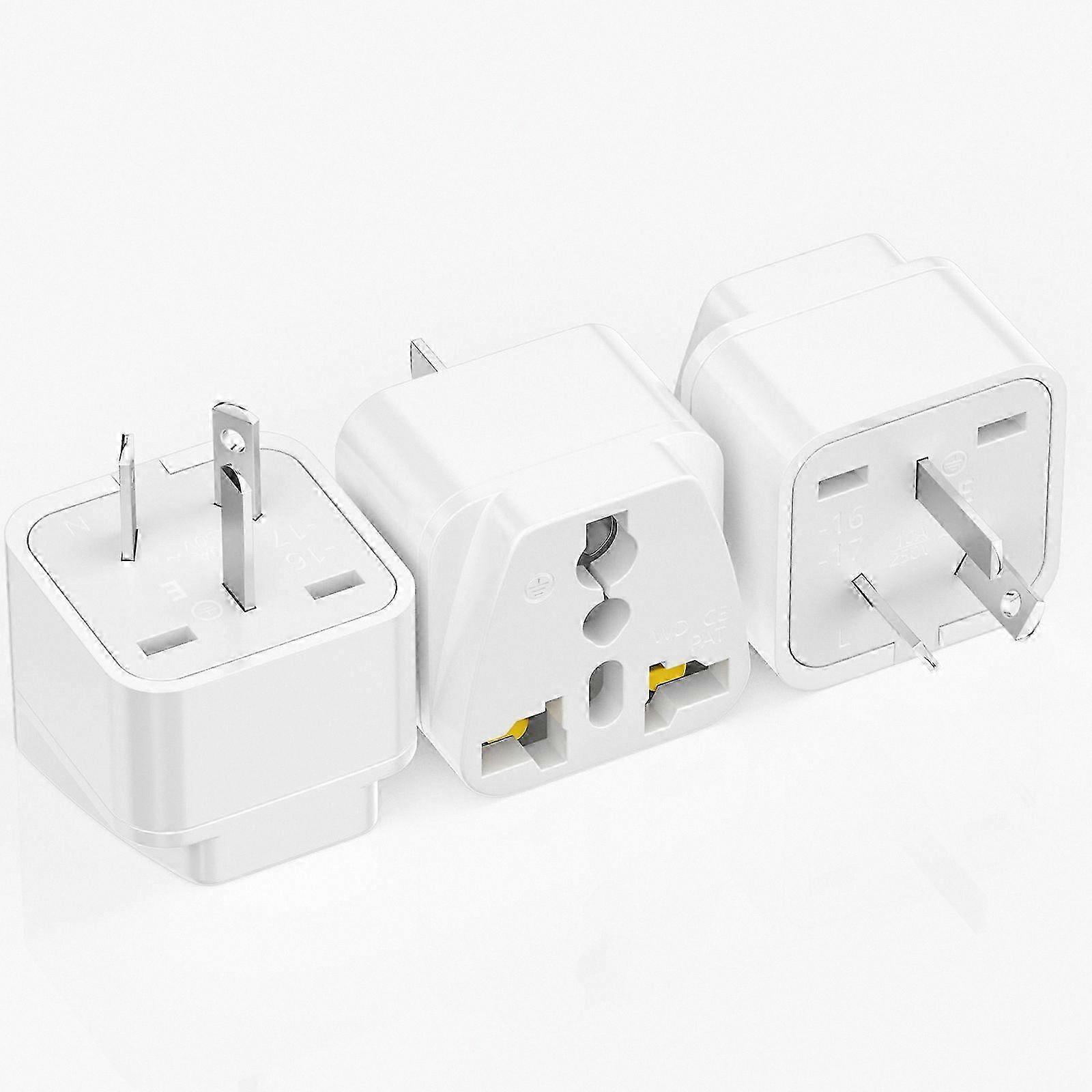 Universal Travel Adapter Set, 3-Pack Electrical Plug Converter, Compatible with Australia and EU, AC 250V 2500W, Black & White