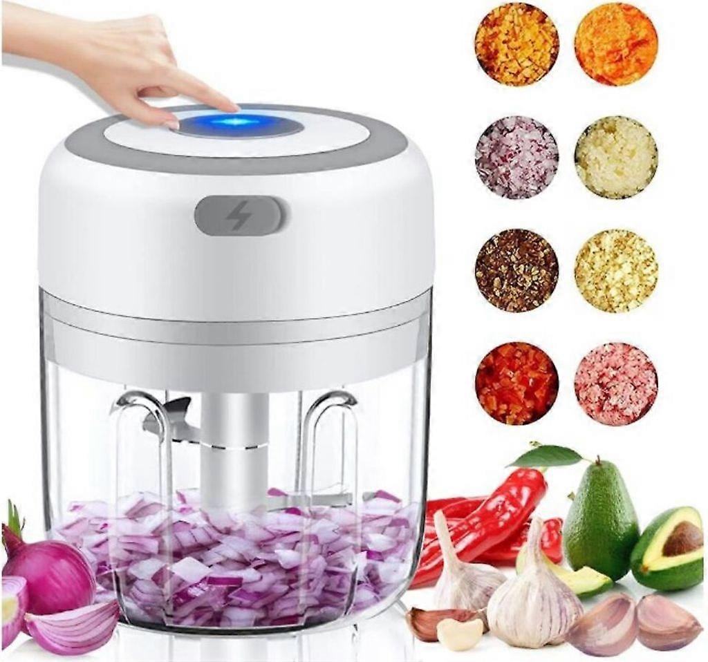 Electric Kitchen Mini Garlic Cutter Garlic Vegetable Fruit Meat Multifunctional Cutter (White)