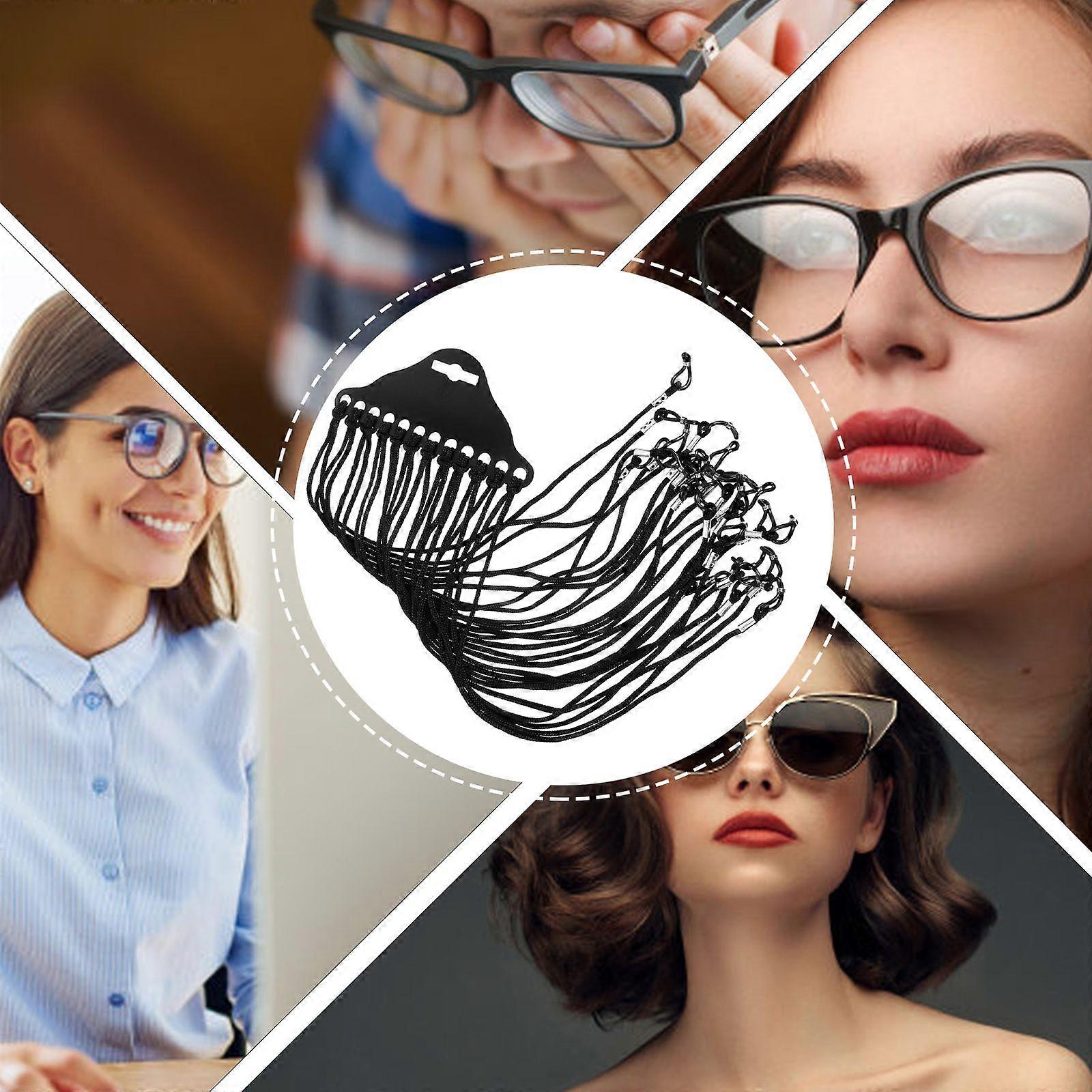 12pcs Nylon Eyeglass/Spectacle/Sunglass/Eyewear Cord Holder Neck String (Black)