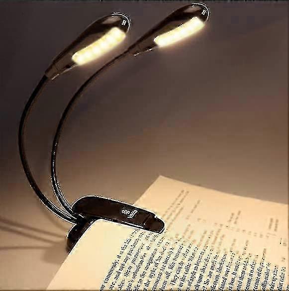 Adjustable LED Clip-On Light for Books and Music Stands, Rechargeable Eye-Care Lamp with Warm Dual Lighting