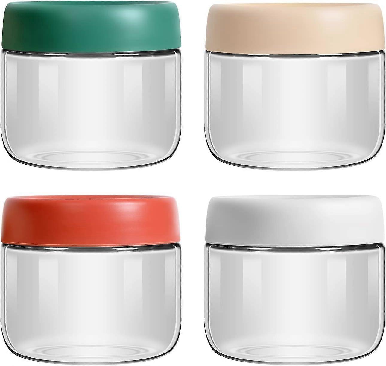 4 Pack 10oz Glass Jars, Overnight Oats Container with Screw Lid Airtight