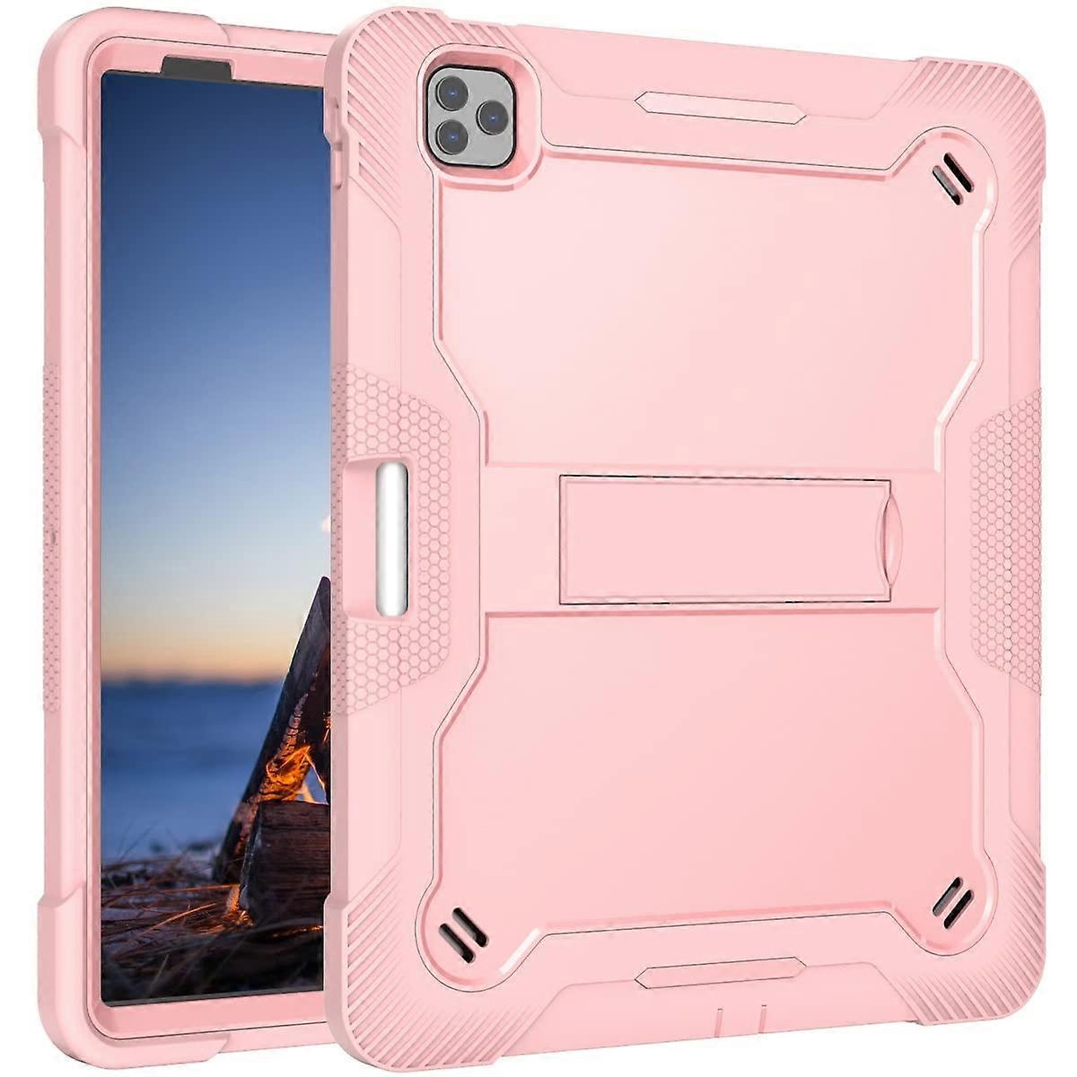 Tablet PC Case Compatible with iPad Pro 12.9 5th/4th/3rd Gen Rugged Stand Rose Gold
