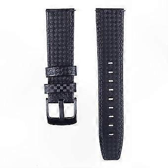 Leather Watch Strap with Carbon Fiber Pattern 22mm Width