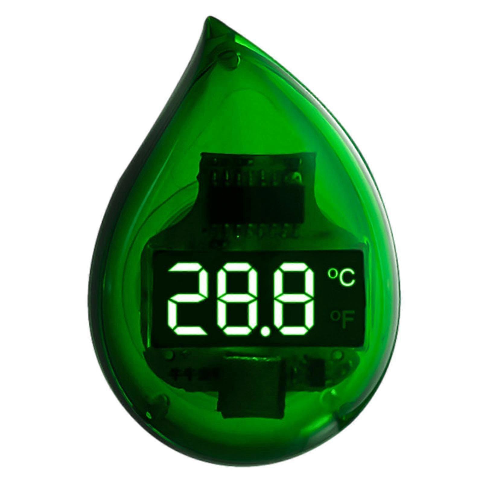 LED Aquarium Thermometer with LED Display | Accurate Fish Tank & Terrarium Temperature Sensor | Jade Green Mini Thermometer