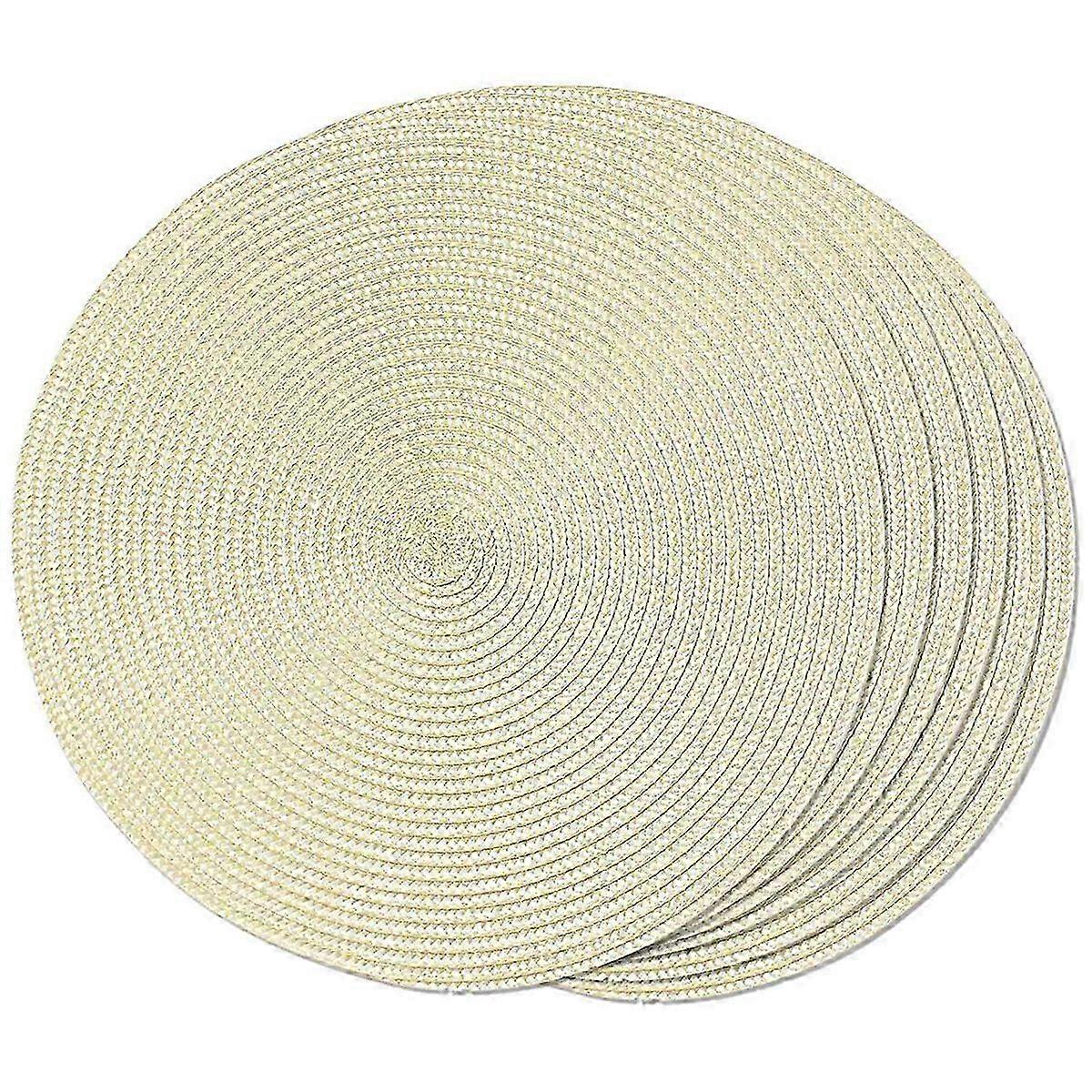 Round Braided Placemats Set of 6 Table Mats for Dining Woven Washable Non-Slip Place 15