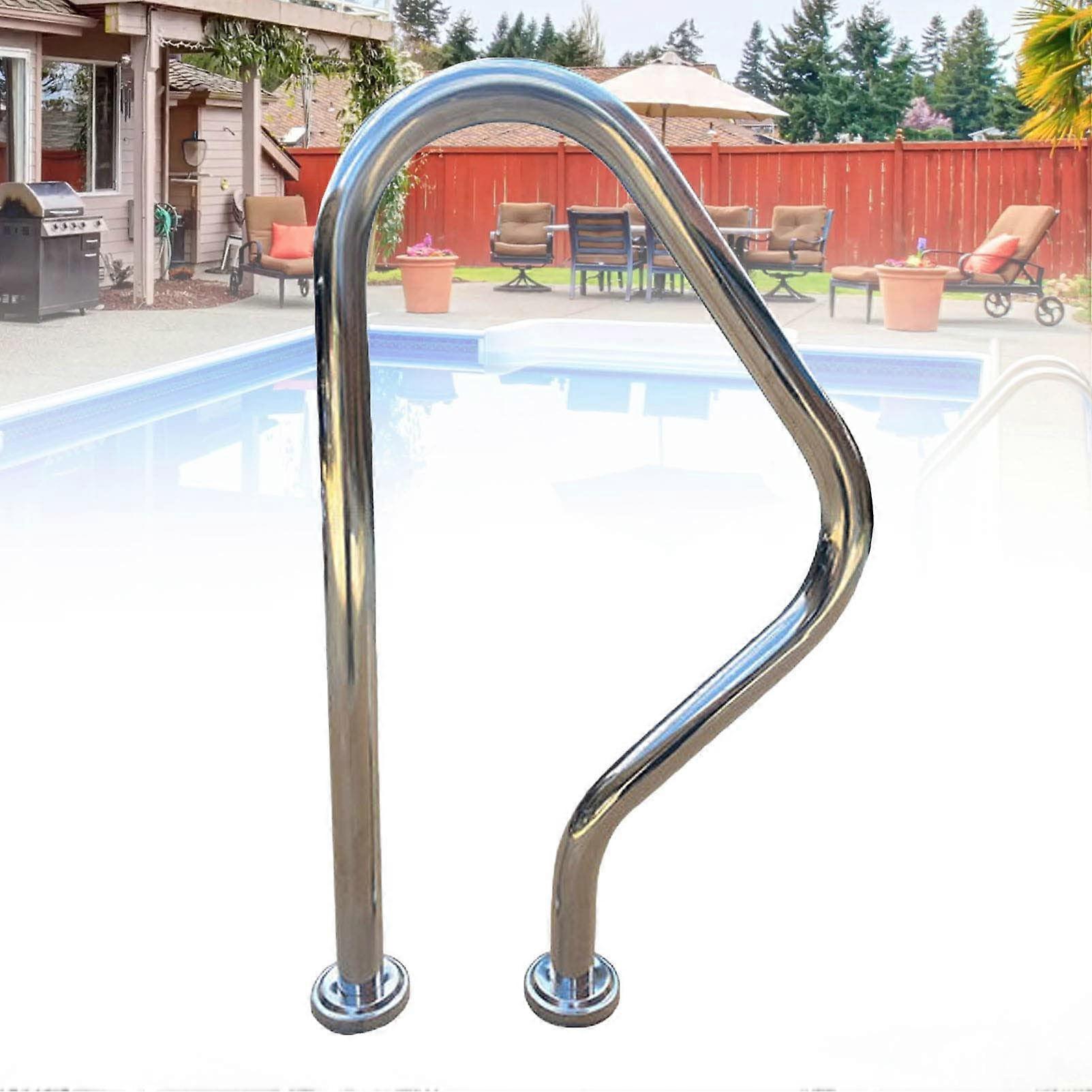 Pool Hand Rail for Inground Swimming Pool, Rustproof Spa Deck Handrail with Quick Mount Base, Supports 260lbs