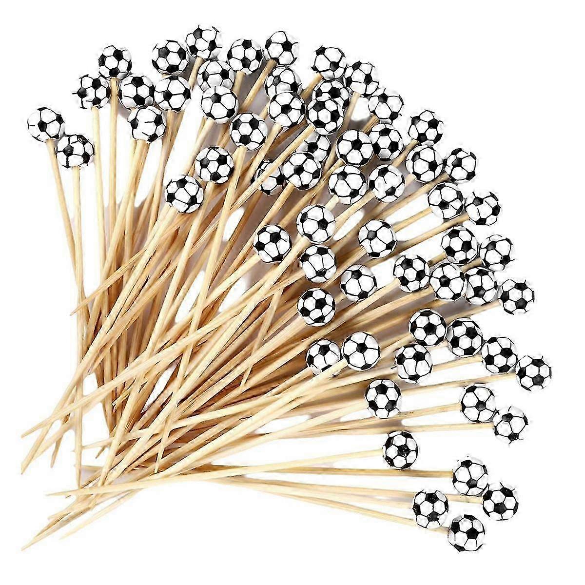 100Pieces Baseball Decorative Bamboo Cocktail Picks Decorative Fruit Toothpicks for Appetizers Bar Drinks Fruit Soccer
