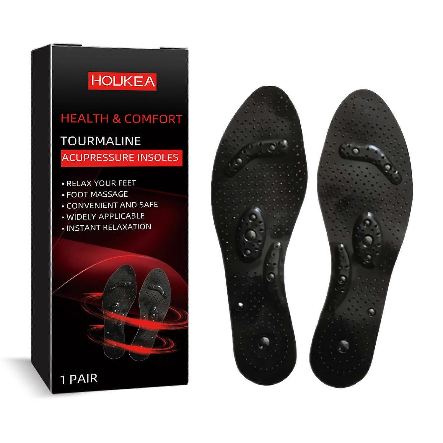 1-6x HOUKEA HKA06-A045-1-BK1 1 Pair Tourmaline Acupressure Insoles Foot Massage Relaxation Insoles