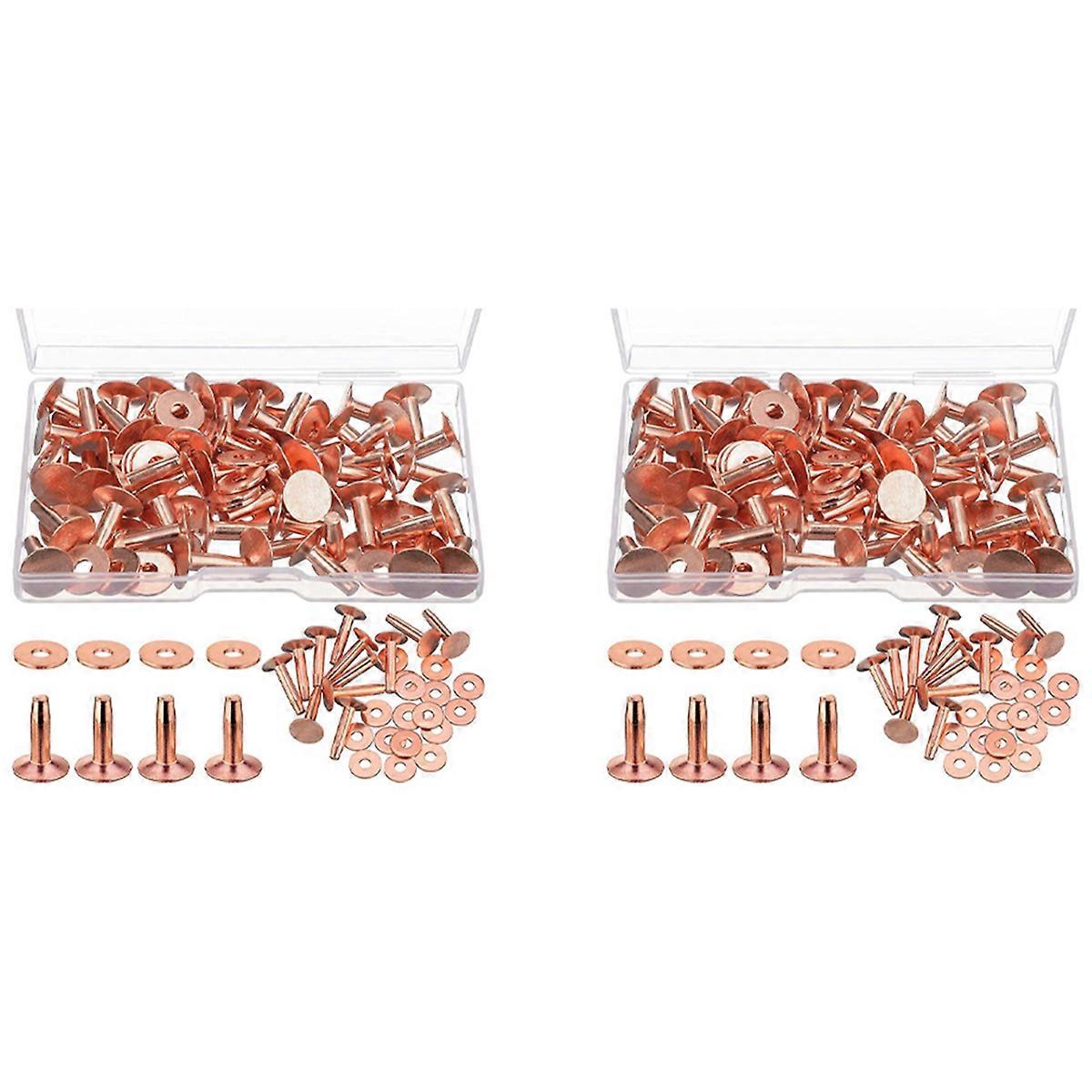 50 Sets Copper Rivets and Burrs, Copper Rivets for Leather for Belts Wallets Collars Leather DIY Cra