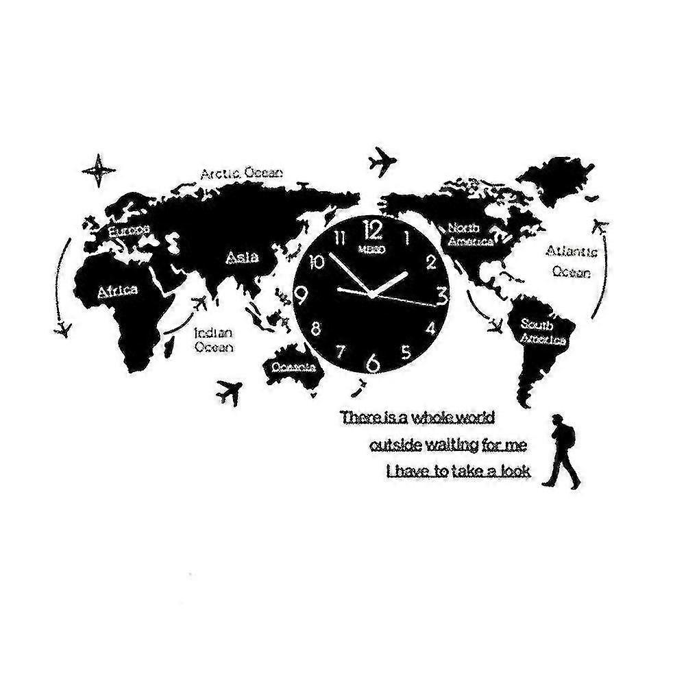 World map wall clock, 30x60/40x80cm, silent and accurate