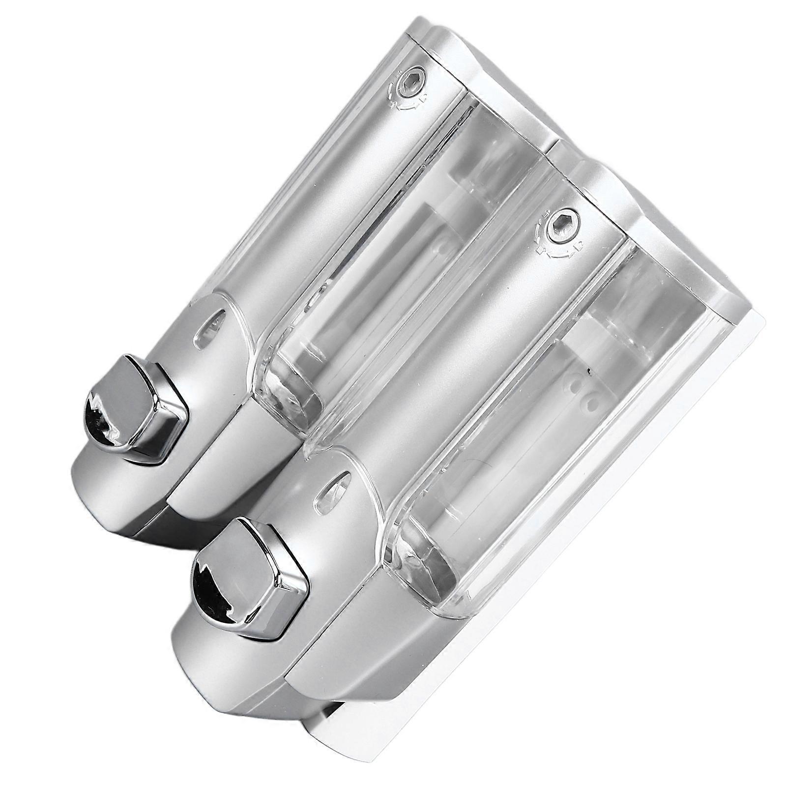 Double Head Wall Mount Soap Dispenser, Press Type, Silver, 444g