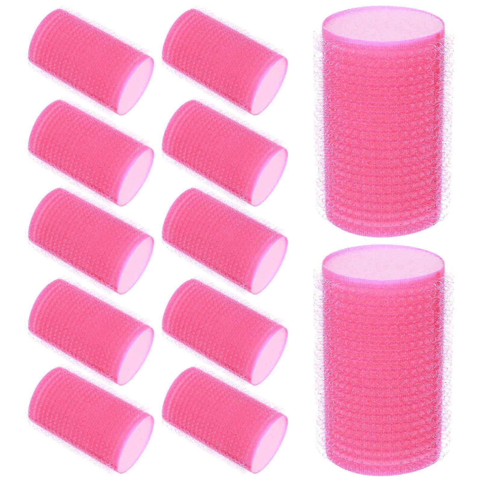Self Adhesive Hair Curlers 12 Piece Set Lightweight Durable Sponge Rollers For Styling Women Rosy And Blue