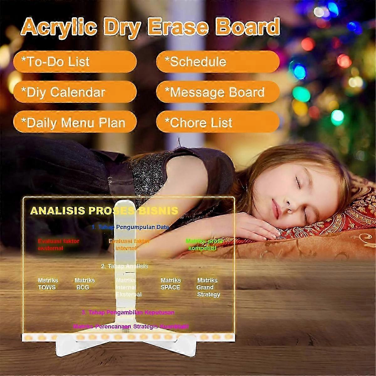 Dry Erase Board with Light,11.8x7.9Inch Led Note Board with Colors,