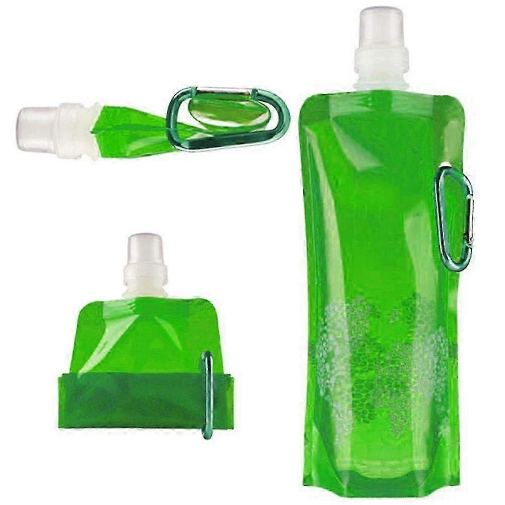 Portable Ultralight Foldable Silicone Folding Water Bottle Water Bag Outdoor Sport Supplies Hiking Camping Soft Flask Water Bag(green)