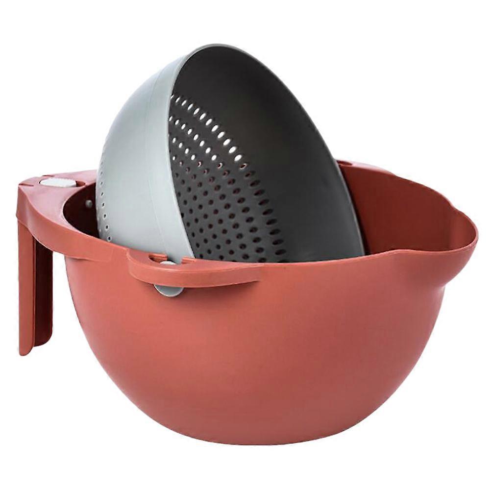 Double Color Basket Vegetable Fruits Storage Basket Kitchen Multi function Container Round Storage Basket (Grey, Red)
