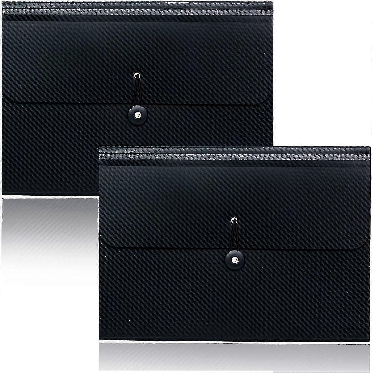 2pcs Expanding File Folder, 13 Pockets File Organizer Accordion File Holder With Elastic Buckles Closure, A4 Pap