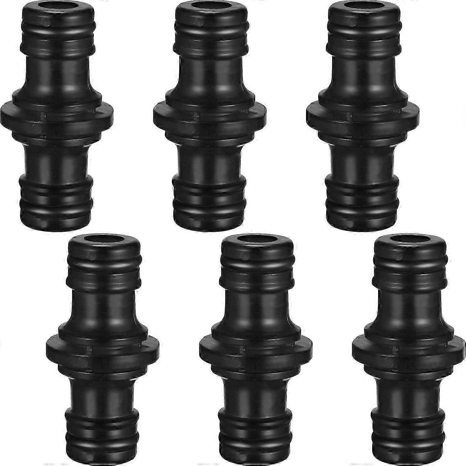 6 Pack Double Male Hose Connectors Extender for Join Garden Hose Pipe Tube (Black)