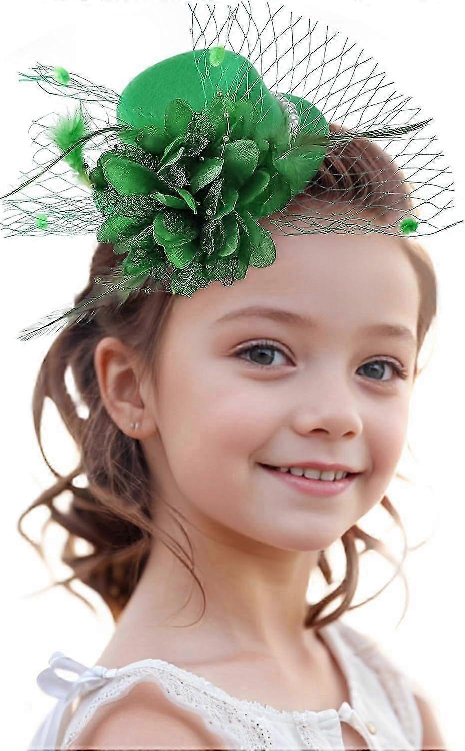 قبعة ميني خضراء ساحرة - قبعات كنتاكي أنيقة 2025 مع مشبك 1920s 50s