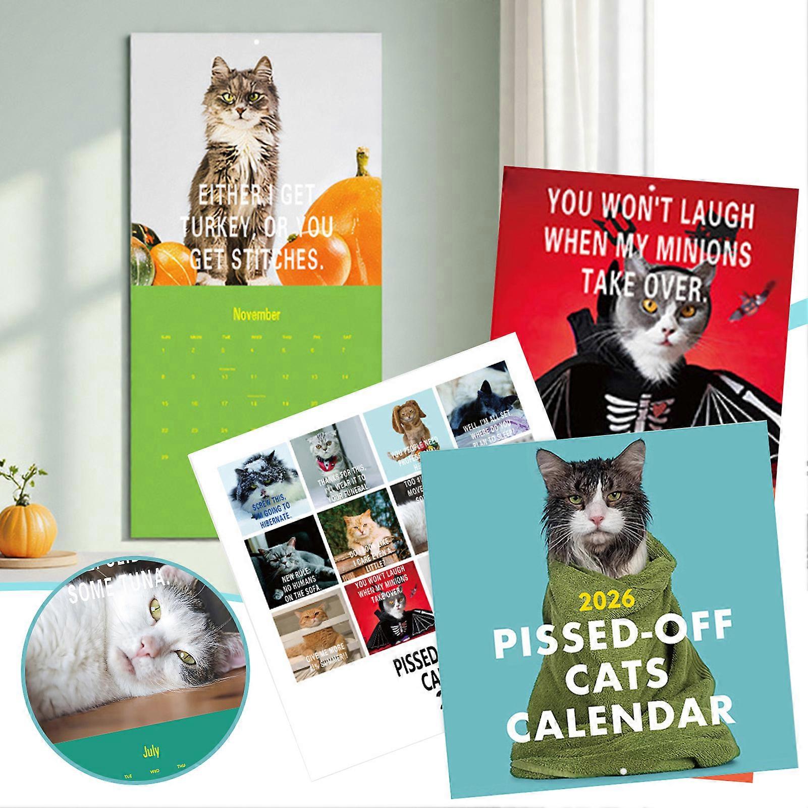 Pissed Off Cats Calendar 2026 Funny Cat Wall Calendar Pissed Off Cats ...