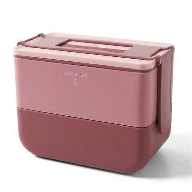 Double Layer Bento Box For Kids Portable Japanese Style Lunch Box Leak Proof Food Container(Red)