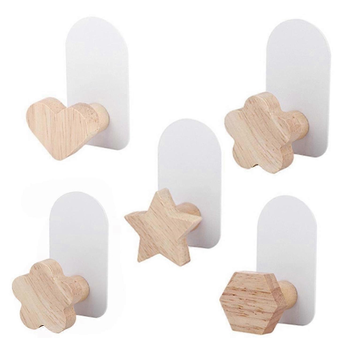 Deco Hook Wood Wall Hook Star Heart Shaped Key Hook Modern Coat Hook