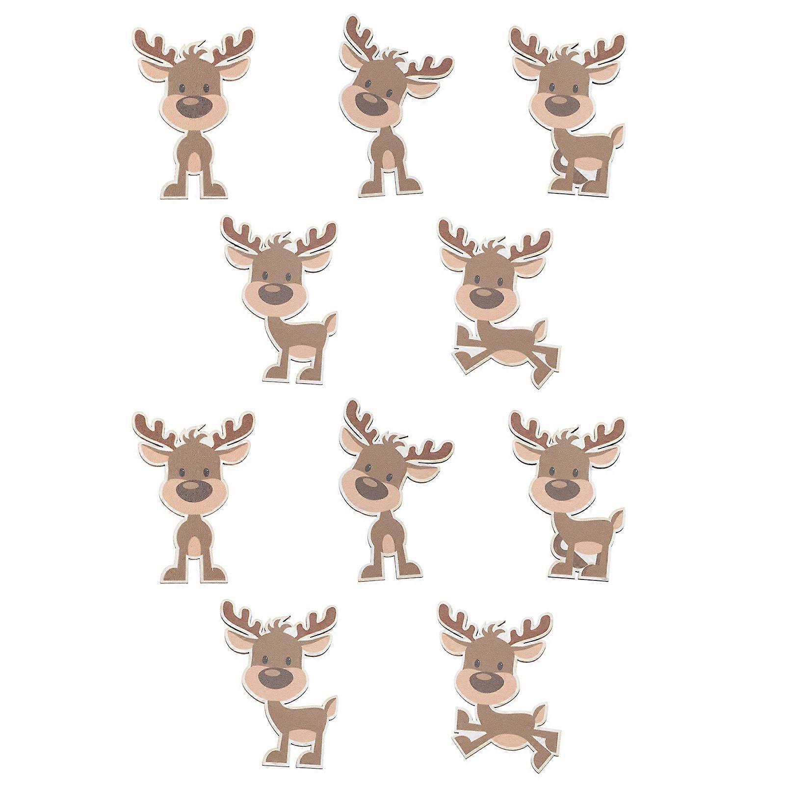 Xmas Deer Pendants Wooden Hanging Ornaments for Decor 10Pcs Christmas Tree