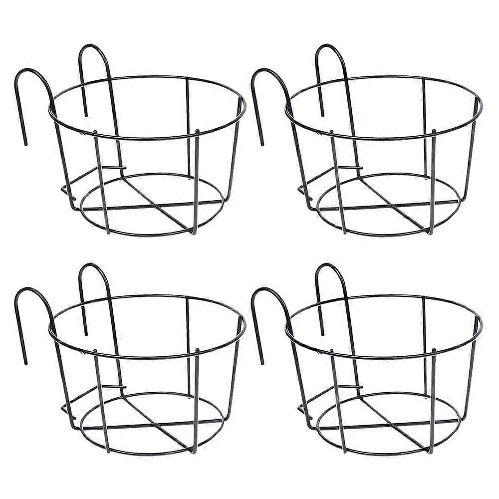 4Pcs Hanging Railing Planters Flower Pot Holders Plant Iron Fence Metal Potted Stand Mounted Balcon
