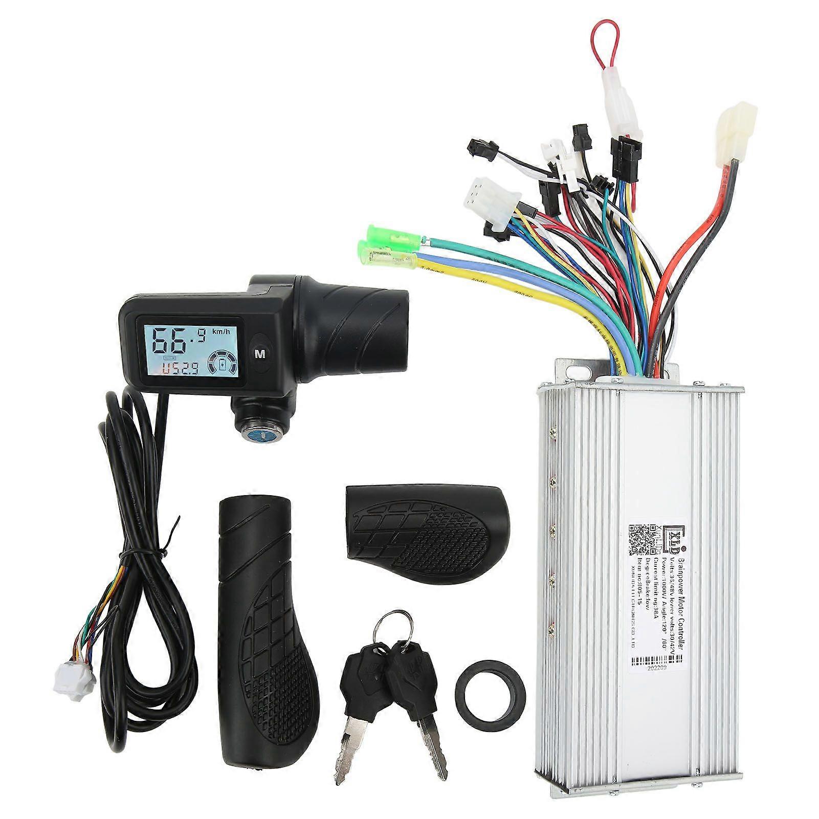 36V 48V 1000W Electric Bike Motor Brushless Controller 805 LCD Panel Split Throttle Grip for 22.5mm Handlebar