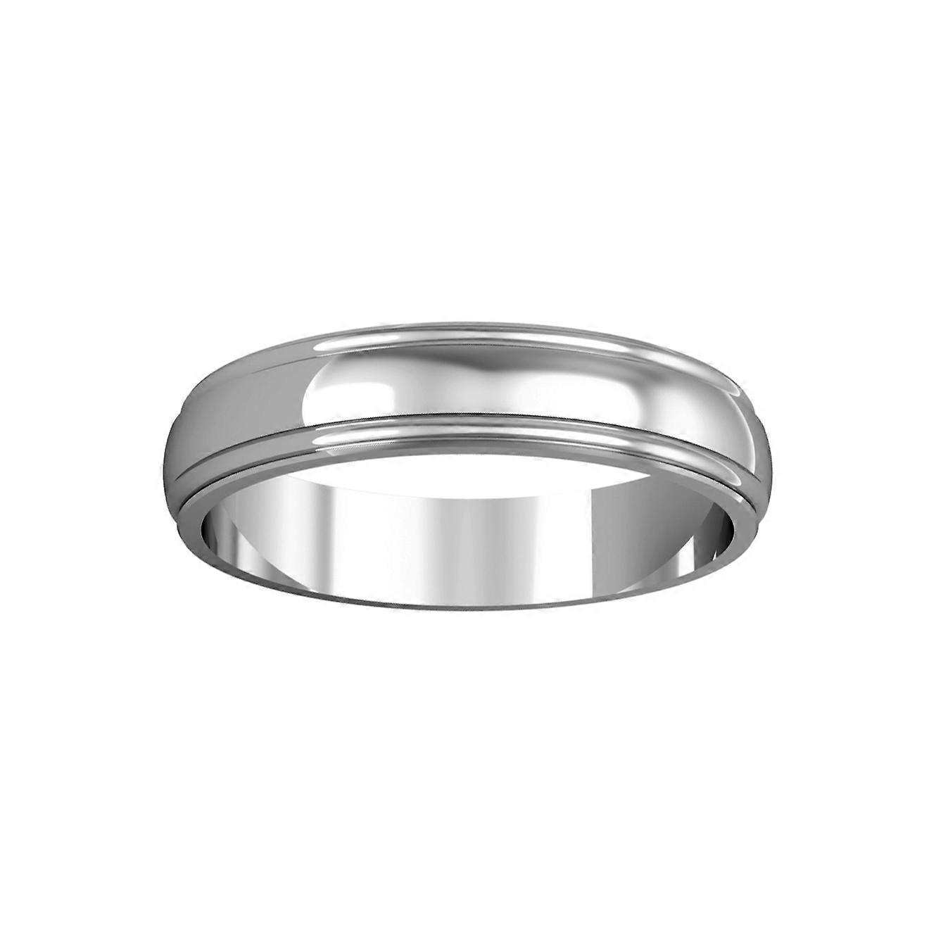 Jewelco London 9ct 白金 - 4mm Essential D 形轨道边缘戒指承诺 / 结婚戒指