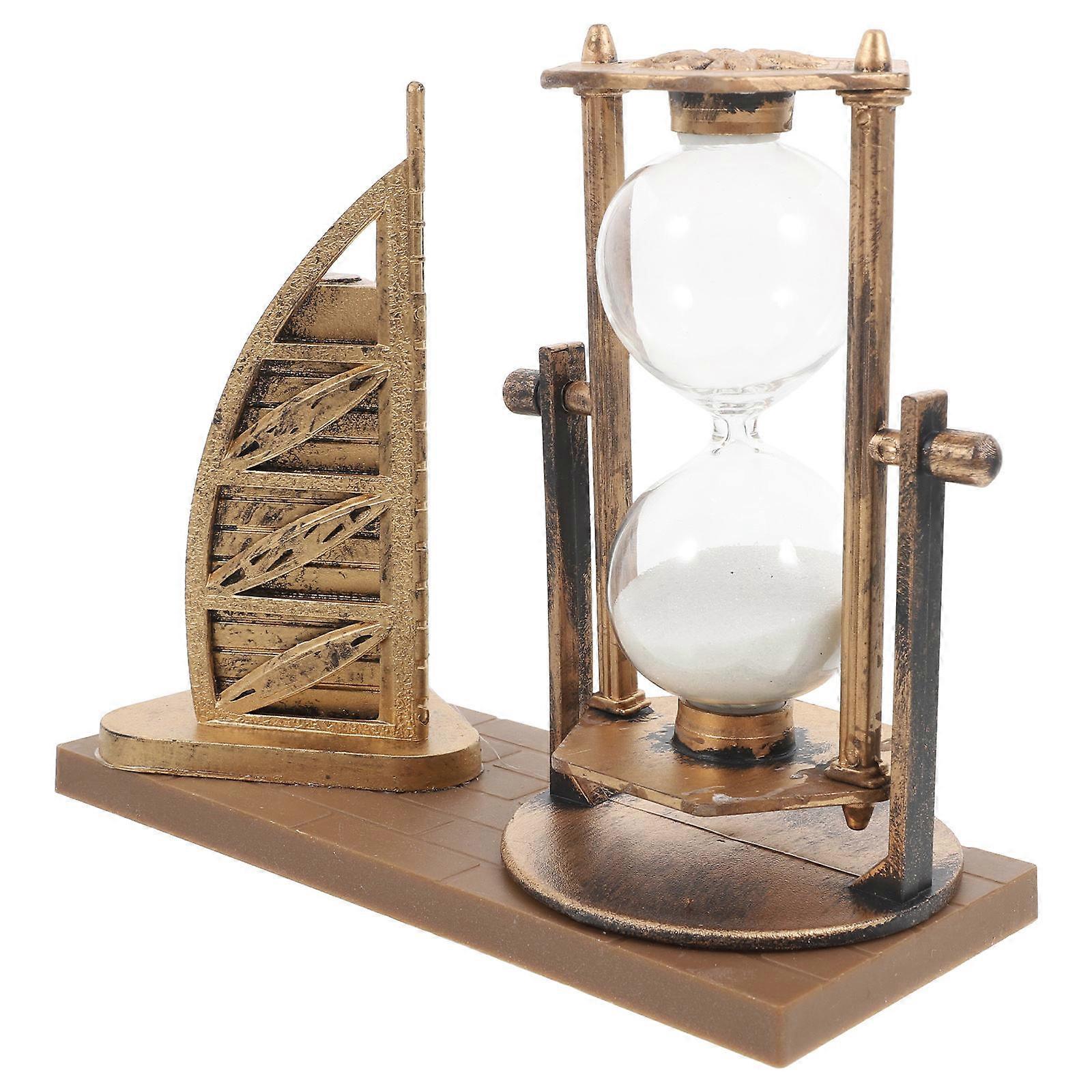 Golden Hourglass Sand Timer Vintage Ornament for Desk 3Pcs Set