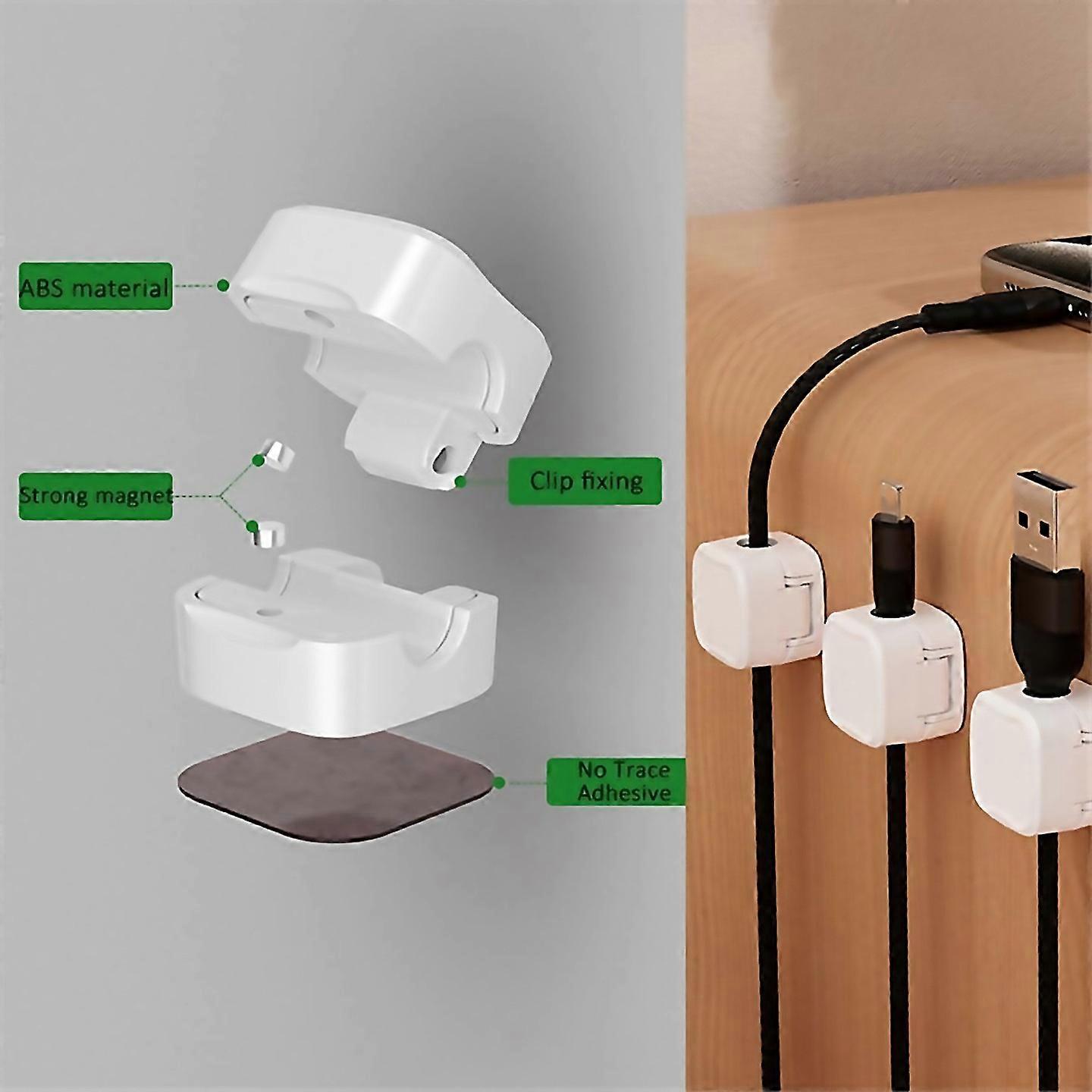 For Magnetic Cable Clips Nonmarking Cable Organiser Clip Plug Hook White