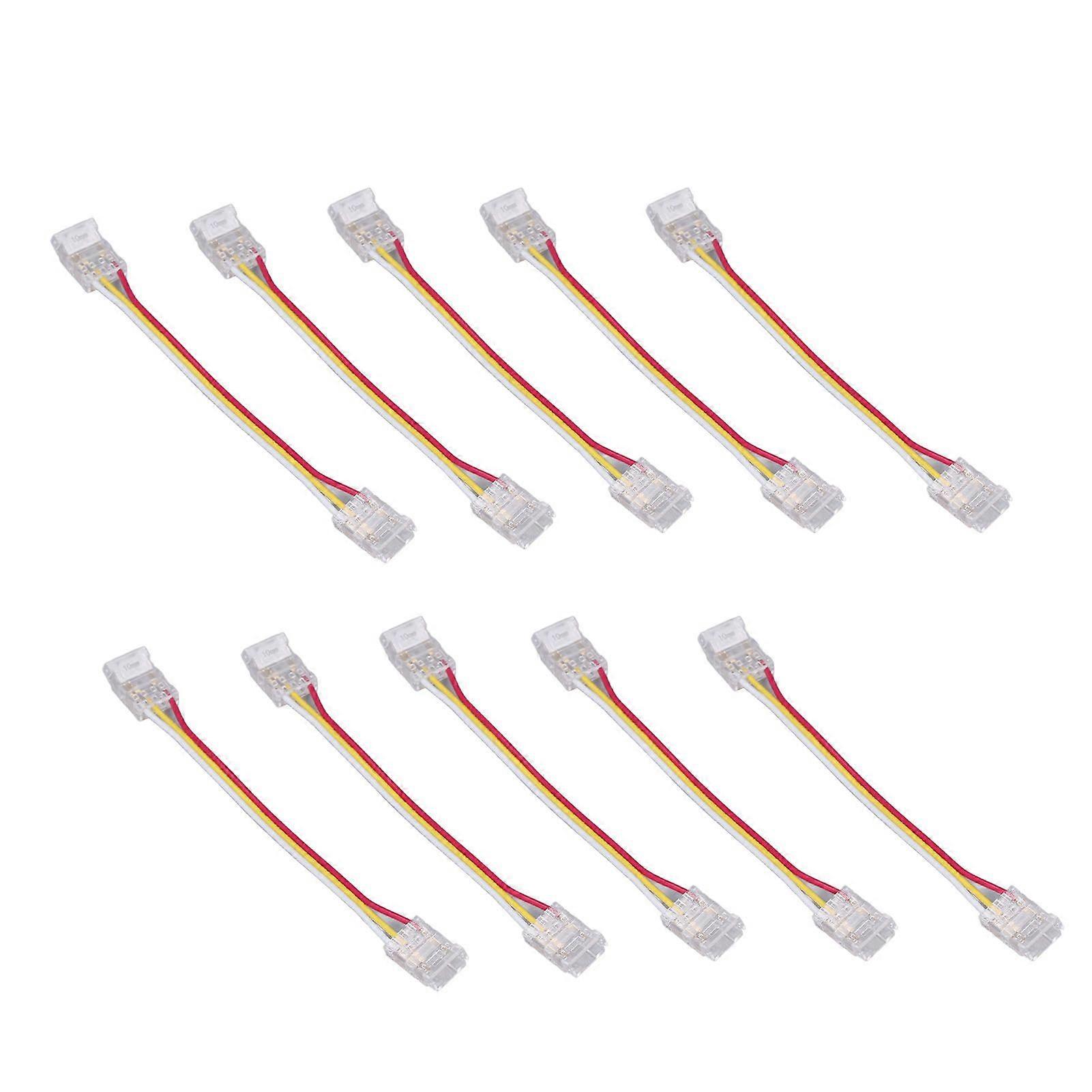 10pcs LED Strip Light Connector Kit 3Pin 10mm Quick Connection Strong Compatibility COB Light Strip Connector for Warehouse