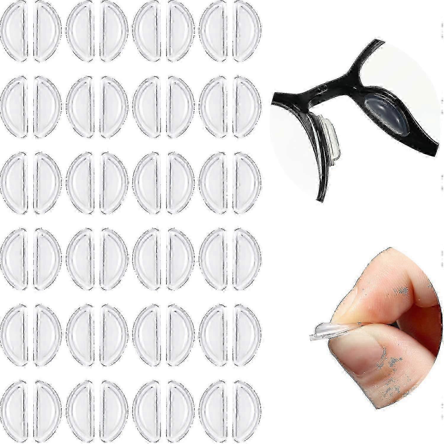 24 Pairs of Half-Moon Nose Pads for Eyeglasses, Comfortable and Secure Fit for All-Day Wear