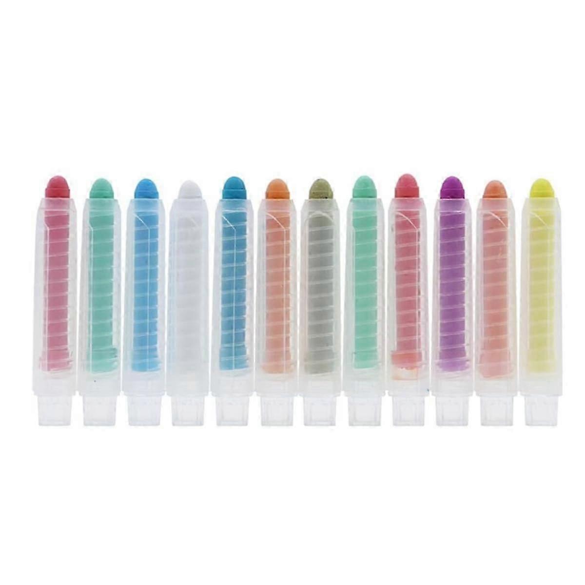 12 db színes kréta tartóval gyerekek számára, akik rajzot írnak a táblára