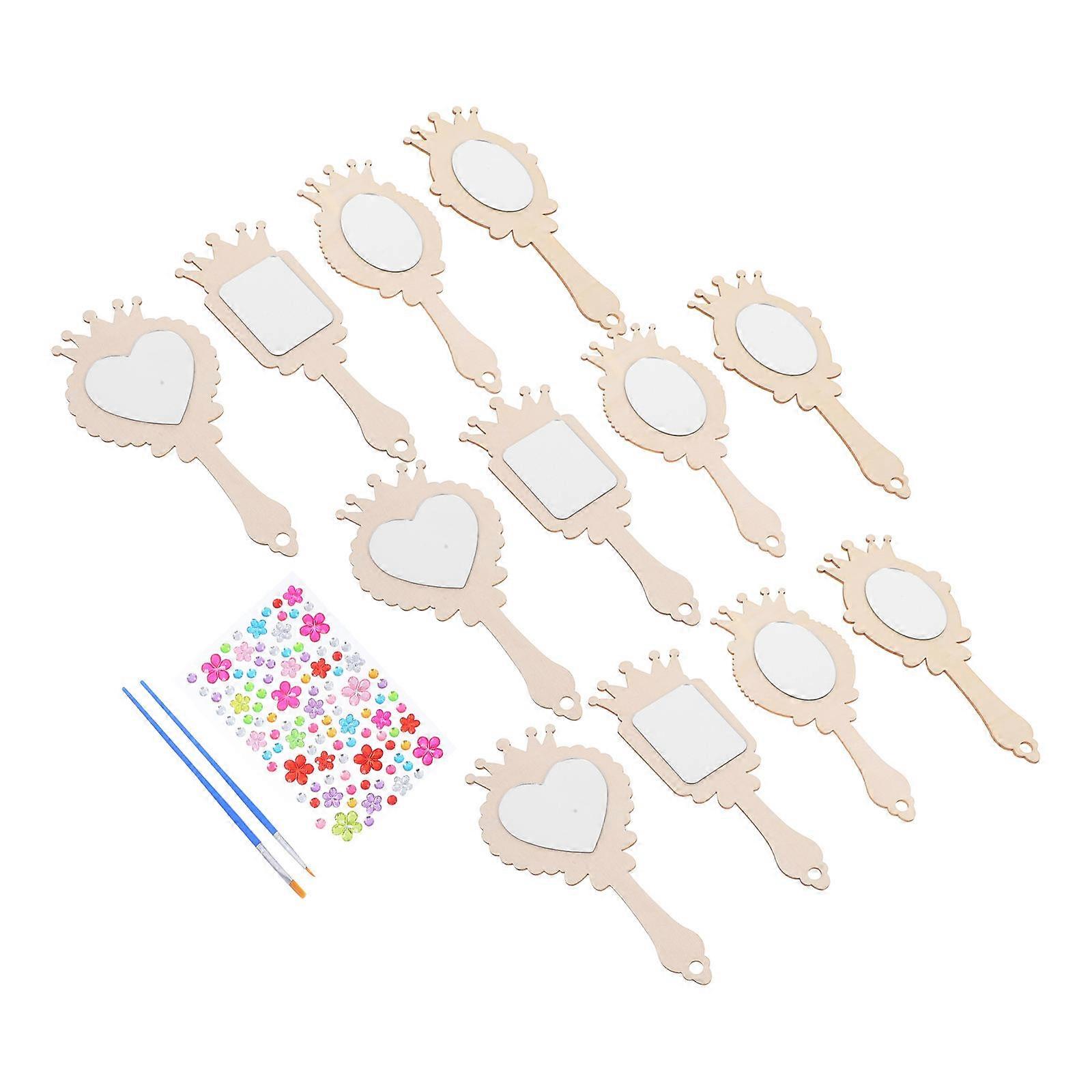 DIY Wooden Hand Mirrors for Kids Craft 5Sets Unfinished Mirrors