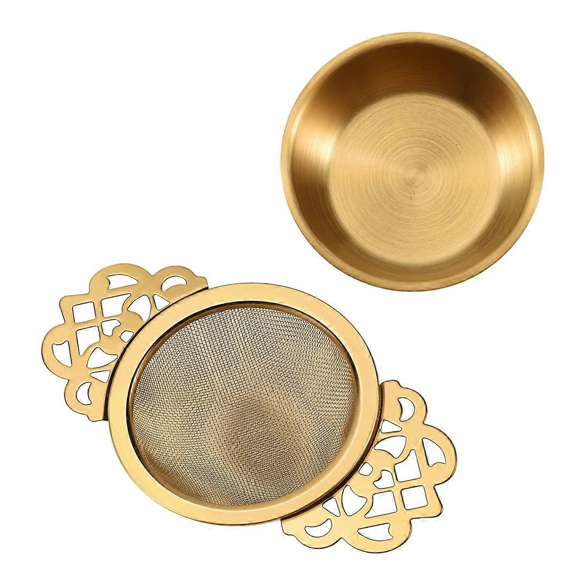 Stainless Steel Tea Strainer with Drip Bowl Easy Clean Kitchen Tool