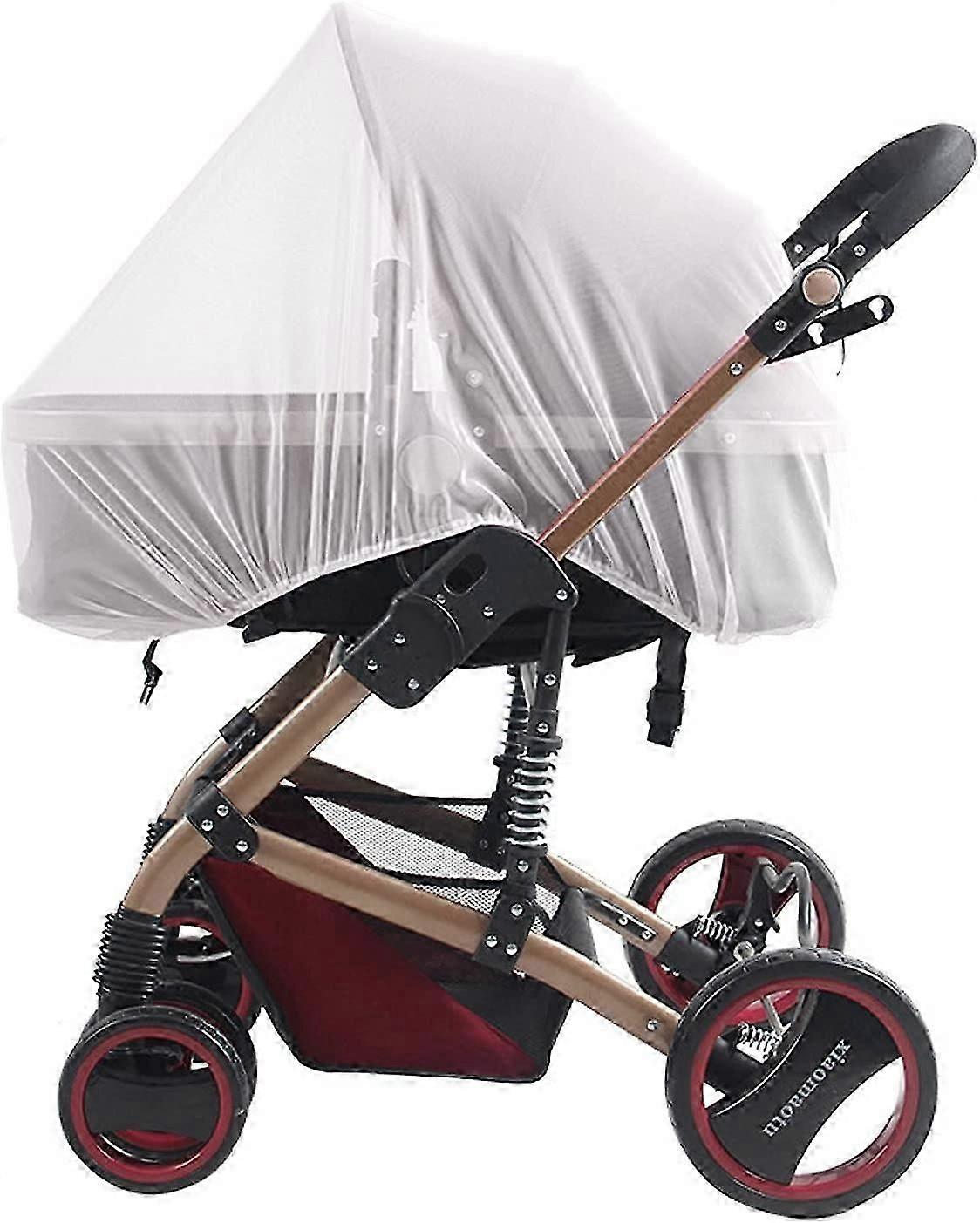 3-Pack White Stroller and Crib Mosquito Nets - Machine Washable, Stretchy, and Breathable