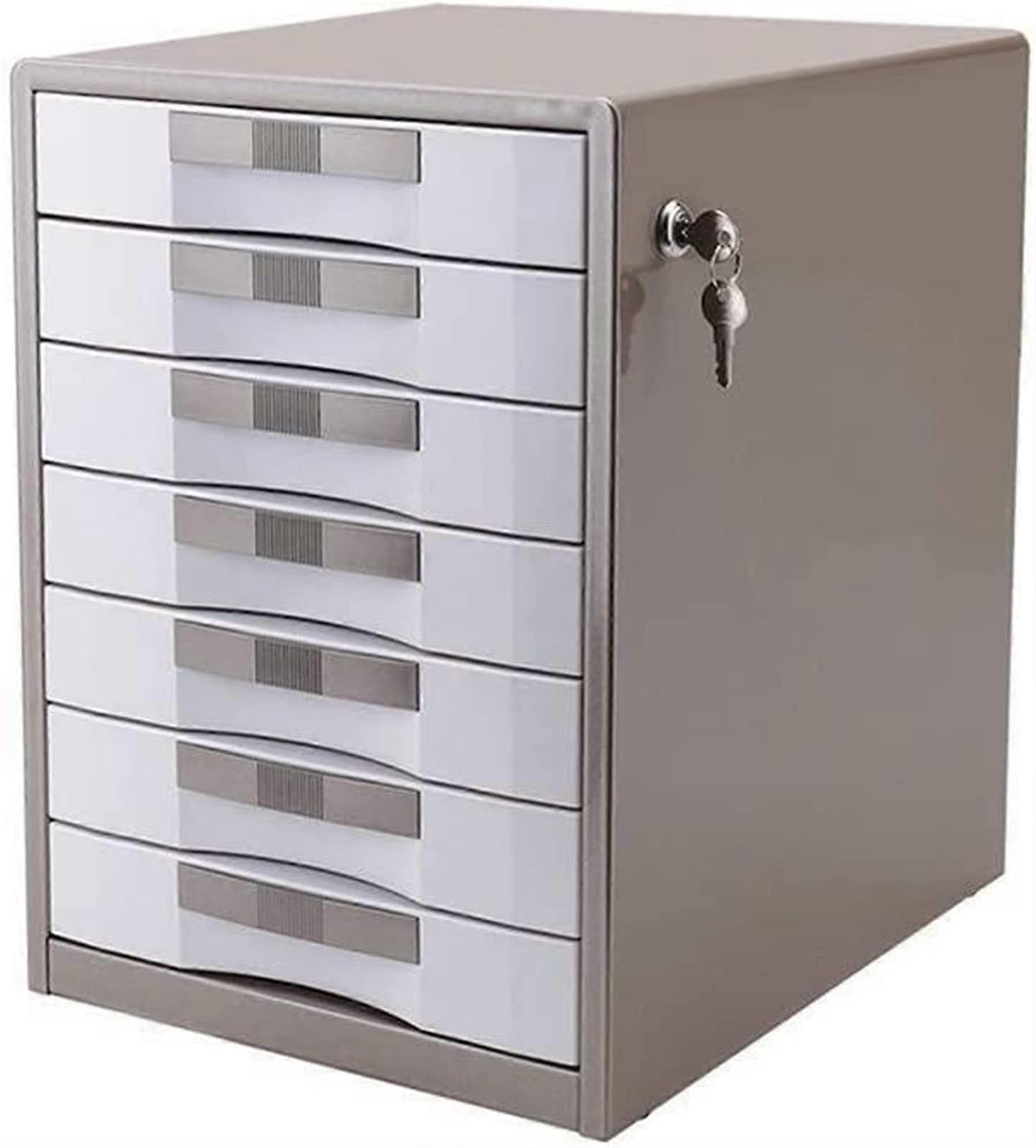 7Layer Metal Filing Cabinet With Plastic Drawers For A4 Documents, Desk Organization, Large Capacity, Home Office Use