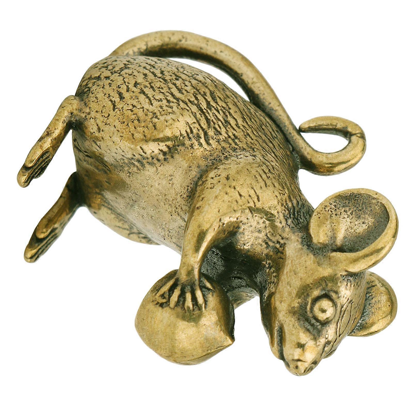 Mini Brass Mouse Craft 2Pcs Retro Mouse Adornment Indoor Decoration for Friends Colleagues Table
