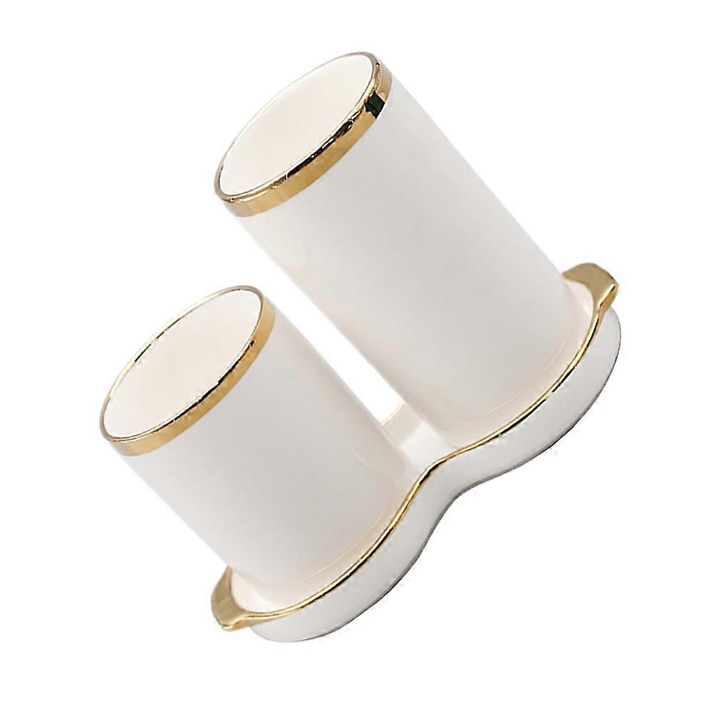 Chopstick Drain Cage 2 Sets Ceramic Holder Nordic Style Home Storage Rack Rectangular White Drying