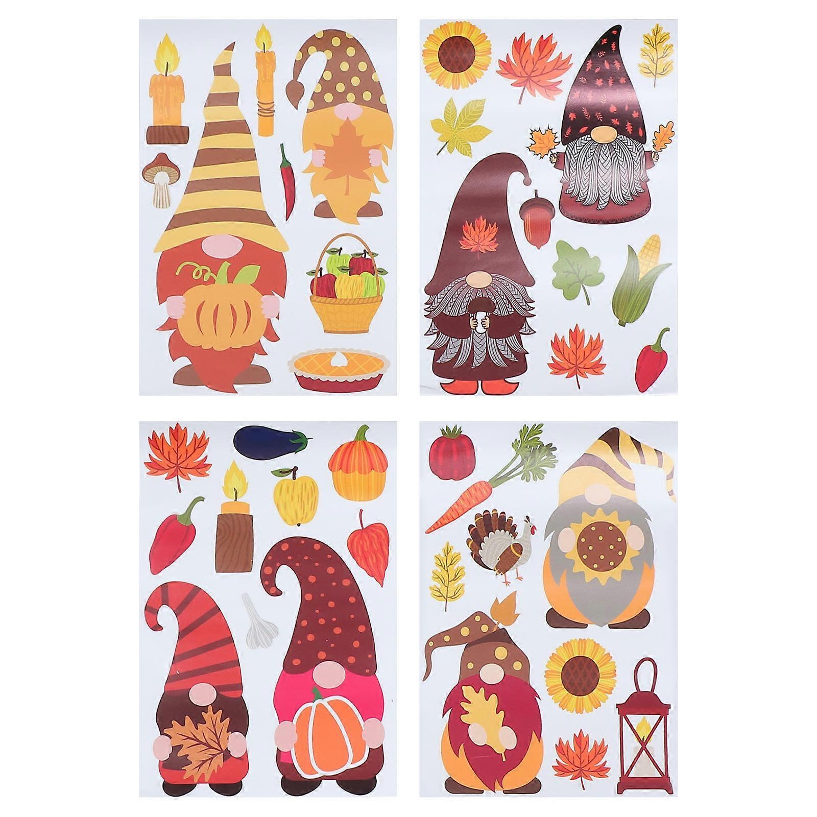 Thanksgiving Dwarf Window Sticker PVC Material for Decoration 8 Sheets