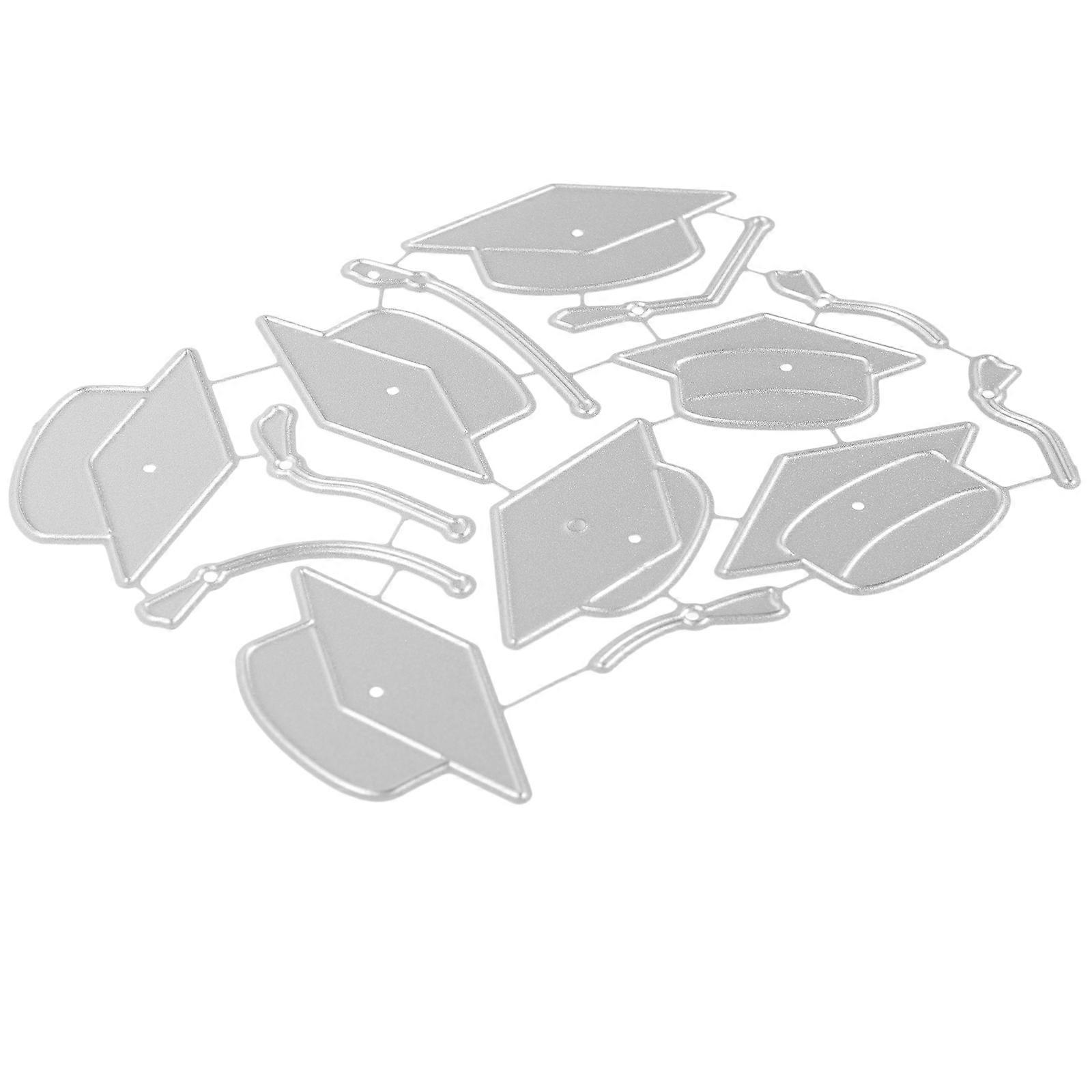 Multi-Use Graduates Cap Cutting Die 3Pcs Metal Mold Silver Ideal For Scrapbooking And Graduation Celebrations Crafting